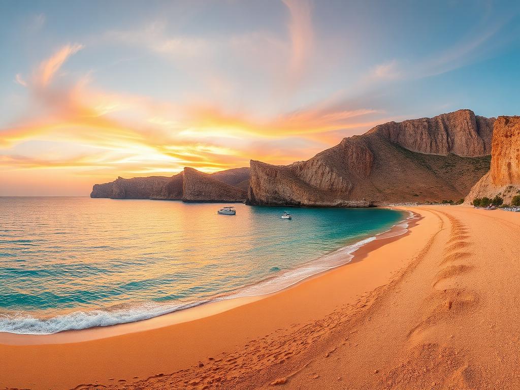 Golden beach in Crete with turquoise water