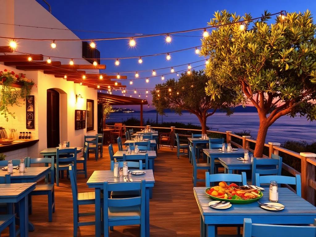 Charming Greek taverna with fresh Mediterranean food
